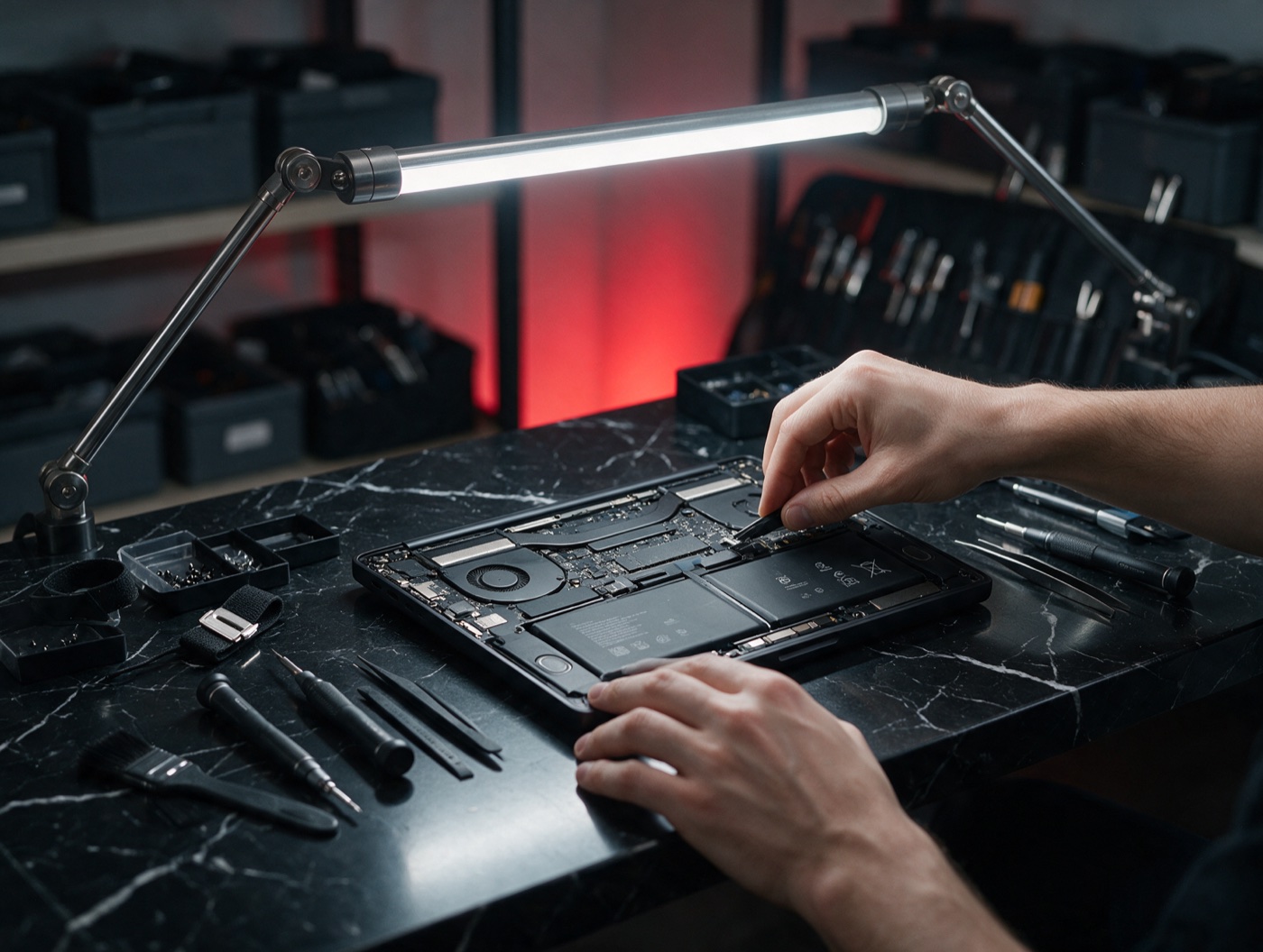 Repair workbench at Computer Exchange